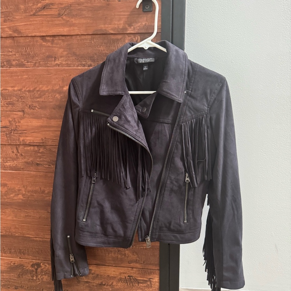 Fringed Black Suede Jacket